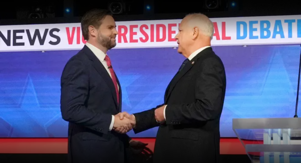 At the highly-touted vice-presidential debate between conservative candidate JD Vance and liberal candidate Tim Walz,